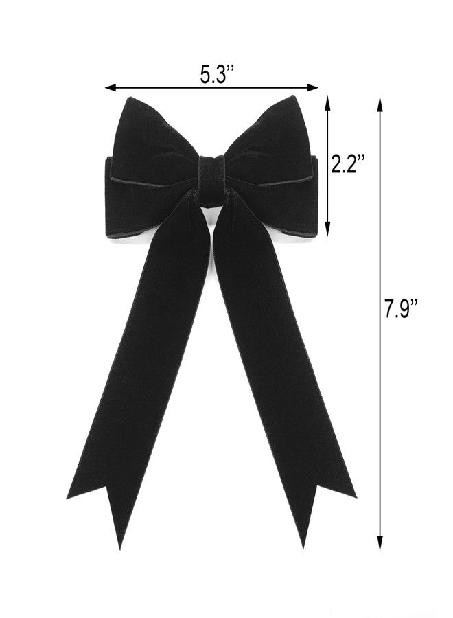 Quacc Hair Clip, Large Velvet Bow Hairpin Fastener with Satin Ribbon, Hair Tie, Vintage Hair Accessories for Party Gift, Girls Women - Black (1 Count, Hair Clip, Women, Large, 1 Package) - Image 5